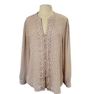 Karl Lagerfeld Pink & Black Polka Dot Blouse Sz XL